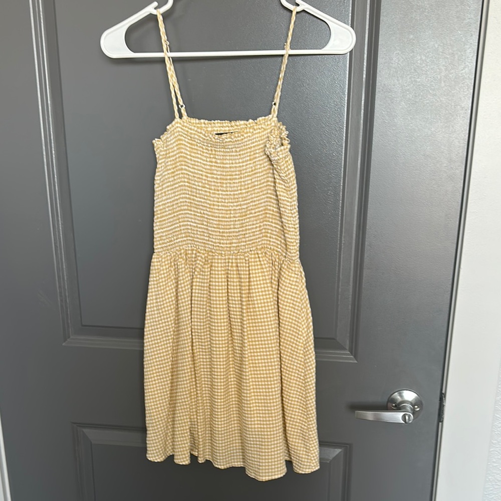 Lulu's Mustard Checkered Dress